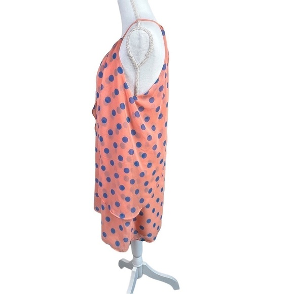 Altar'd State peach with blue polka dots halter Lined mini dress Size M - Picture 2 of 8
